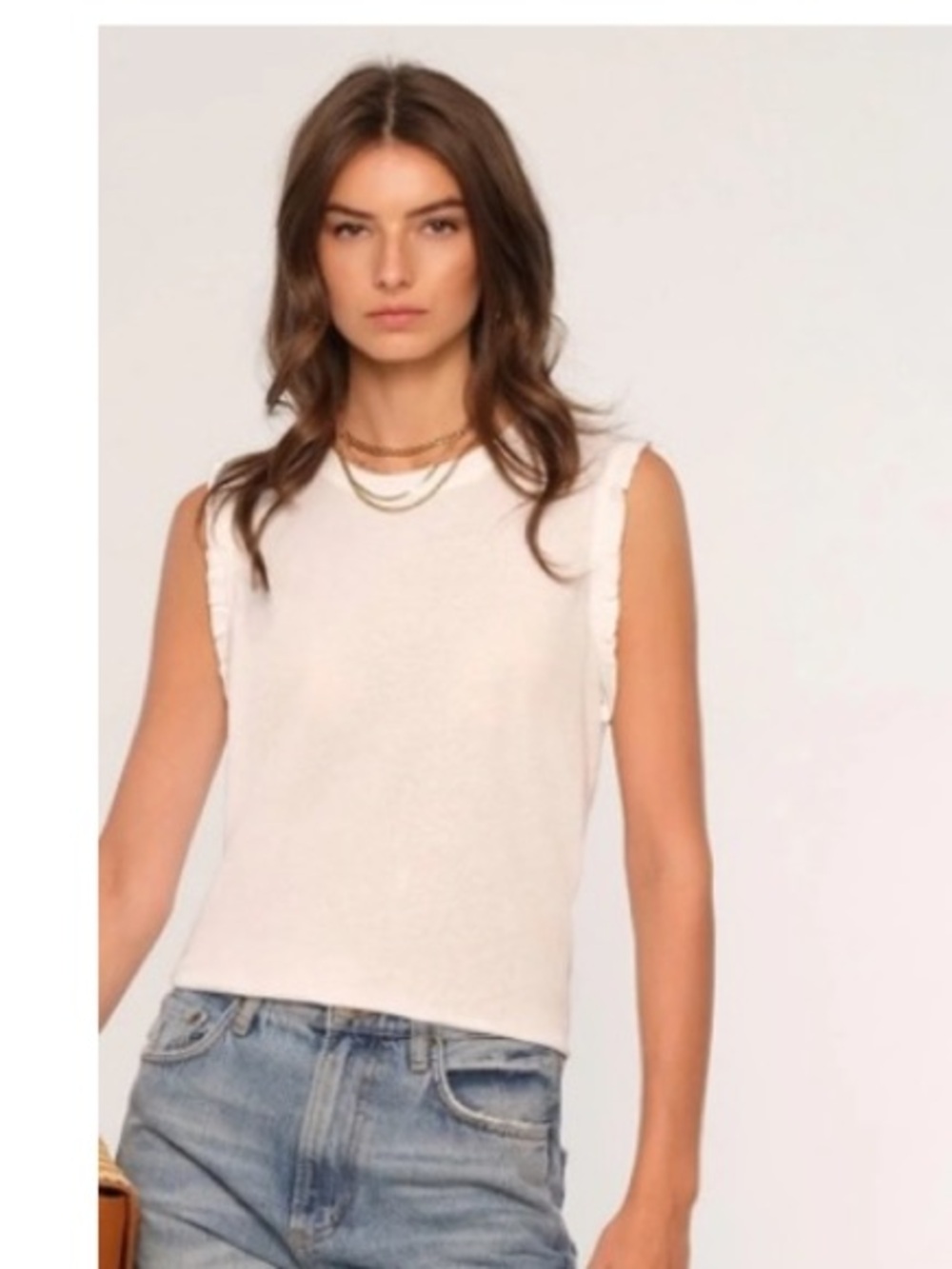 NWT Heartloom White Sleeveless Ruffled Lace Tank Top S